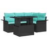 vidaXL Conjunto de sof&aacute; de jard&iacute;n 5 pcs Negro rat&aacute;n sint&eacute;tico
