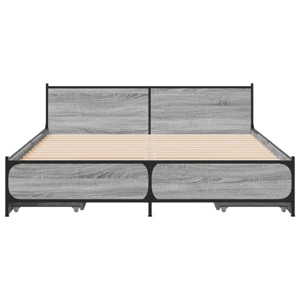 vidaXL Cama con cajones madera ingenier&iacute;a gris Sonoma 120x190 cm