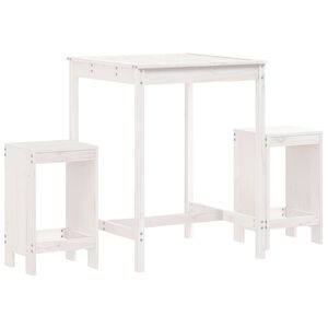 vidaXL Set de mesa y taburetes altos jardín 3 pzas madera pino blanco
