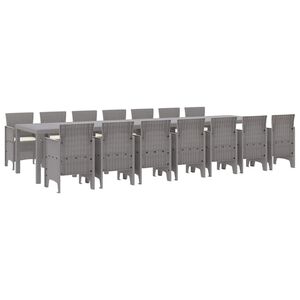 vidaXL Conjunto de comedor de jard&iacute;n con cojines 15 pcs Gris Claro PP