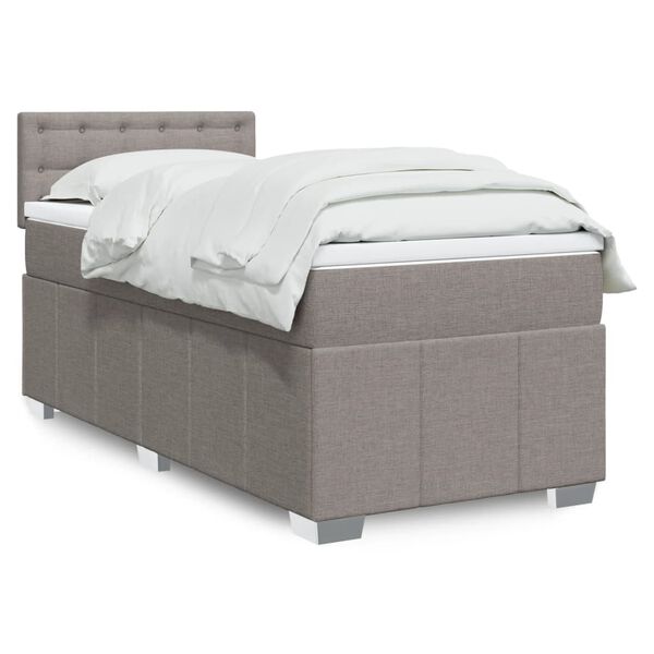 vidaXL Cama box spring con colch&oacute;n tela gris taupe 90x190 cm
