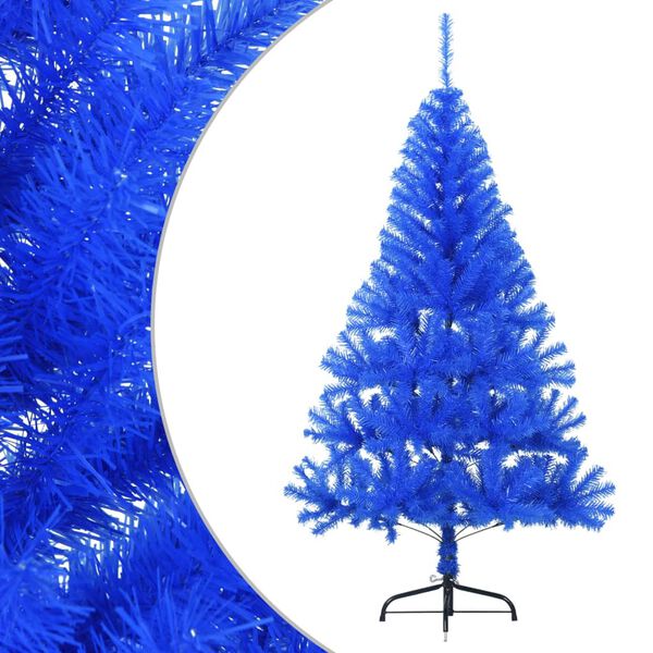 vidaXL Medio &aacute;rbol de Navidad artificial con soporte PVC azul 120 cm