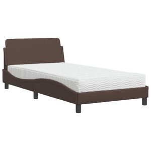 vidaXL Cama con colch&oacute;n Dover cuero sint&eacute;tico marr&oacute;n 100x200 cm