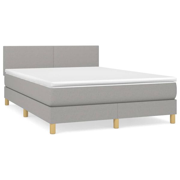 vidaXL Cama box spring con colch&oacute;n tela gris claro 140x190 cm