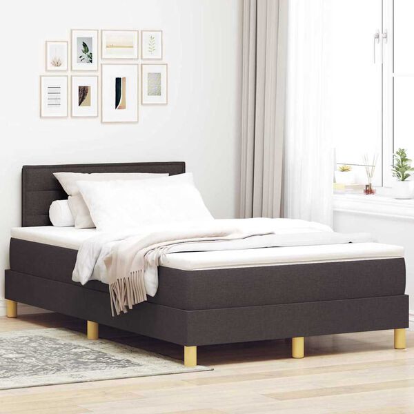 vidaXL Cama tipo Box Spring Marr&oacute;n Oscuro 120 x 190 cm tela
