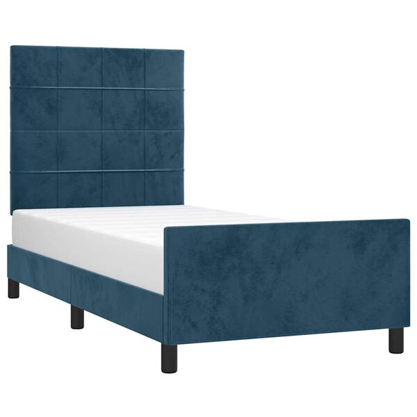 vidaXL Estructura de cama sin colch&oacute;n terciopelo azul oscuro 90x200 cm
