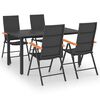 vidaXL Juego de comedor para jard&iacute;n 5 piezas negro y marr&oacute;n
