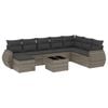 vidaXL Set de muebles de jard&iacute;n 9 pzas y cojines rat&aacute;n sint&eacute;tico gris