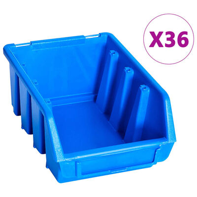 vidaXL Kit de cajas de almacenaje 96 piezas con paneles de pared azul
