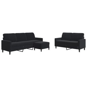vidaXL Juego de sof&aacute;s con cojines 3 piezas terciopelo negro