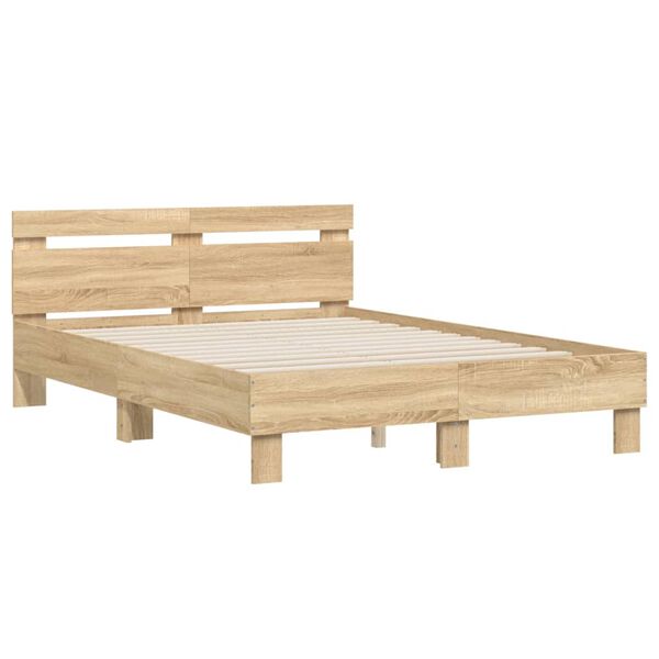 vidaXL Cama con cabecero madera de ingeniería roble Sonoma 120x200 cm