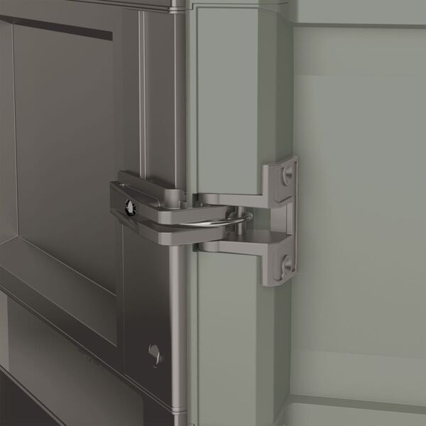 Keter Armario de jard&iacute;n con estantes Wood Grain crema y taupe 182 cm