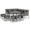 vidaXL Set de comedor de jard&iacute;n 6 pzas y cojines rat&aacute;n sint&eacute;tico gris