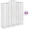 vidaXL Cestas de gaviones 8 uds forma de arco hierro 200x50x200/220 cm