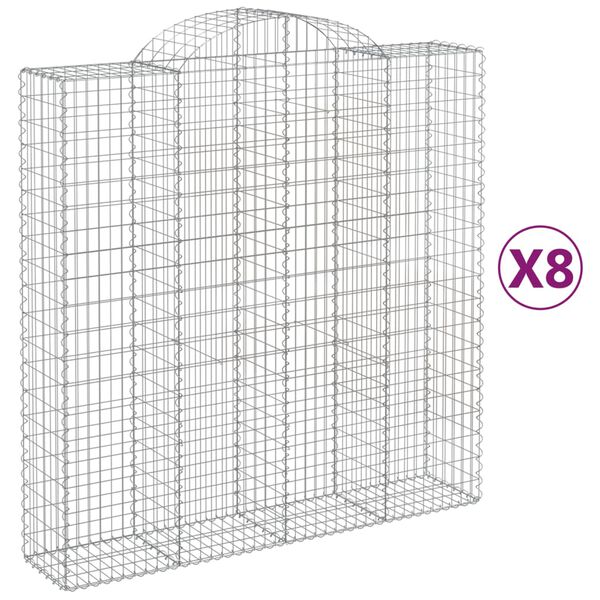 vidaXL Cestas de gaviones 8 uds forma de arco hierro 200x50x200/220 cm