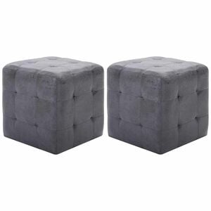 vidaXL Puf 2 unidades piel de ante artificial gris 30x30x30 cm