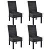 vidaXL Sillas de comedor 4 unidades rat&aacute;n Kubu y madera mango negro
