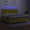vidaXL Cama box spring colch&oacute;n y luces LED tela verde 200x200 cm