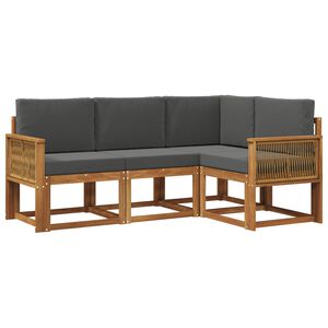 vidaXL Conjunto de sof&aacute;s de exterior 4 pcs Natural y Antracita