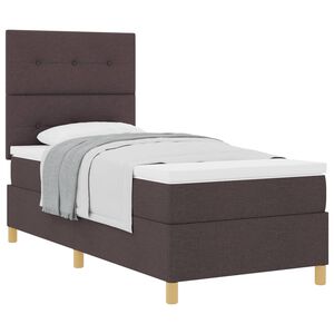 vidaXL Cama tipo Box Spring con colch&oacute;n Marr&oacute;n Oscuro 80 x 200 cm tela