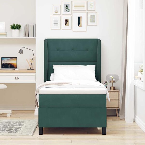 vidaXL Cama tipo Box Spring Verde oscuro 200 x 100 cm Terciopelo