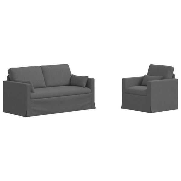 vidaXL Sof&aacute; 2 pcs Gris oscuro