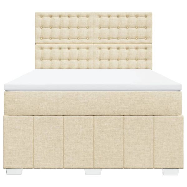 vidaXL Cama box spring con colch&oacute;n tela color crema 140x200 cm