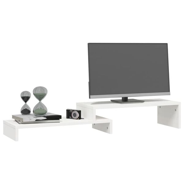 vidaXL Soporte de monitor madera maciza pino blanco (52-101)x22x14 cm