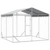 vidaXL Perrera de exterior con techo acero galvanizado plata 3x3x2,5 m