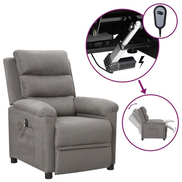 vidaXL Sill&oacute;n reclinable el&eacute;ctrico tela gris claro