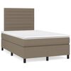 vidaXL Cama box spring con colch&oacute;n y LED tela gris taupe 120x190 cm