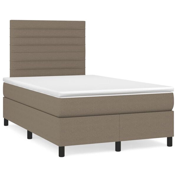 vidaXL Cama box spring con colch&oacute;n y LED tela gris taupe 120x190 cm