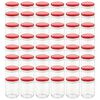 vidaXL Tarros de mermelada de vidrio con tapa roja 48 unidades 230 ml