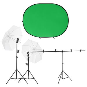 vidaXL Kit de estudio fotogr&aacute;fico con iluminaci&oacute;n y fondo