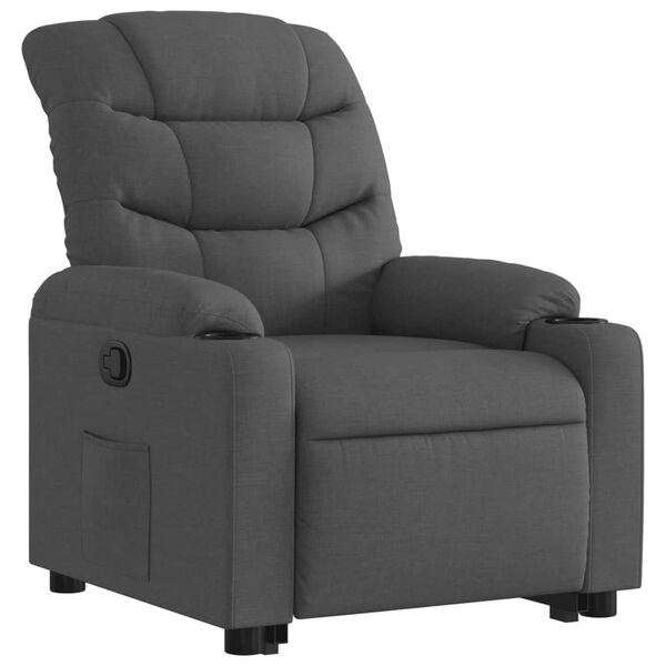 vidaXL Sill&oacute;n reclinable elevable de tela gris oscuro