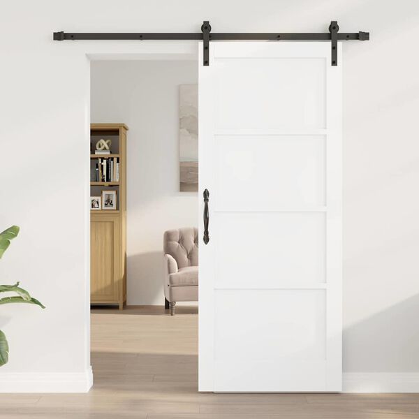 vidaXL Puerta Corredera y Negro 83 x 202 cm Madera de pino macizo