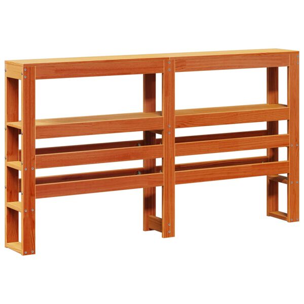 vidaXL Cabecero de cama con estantes madera maciza pino marr&oacute;n 135 cm