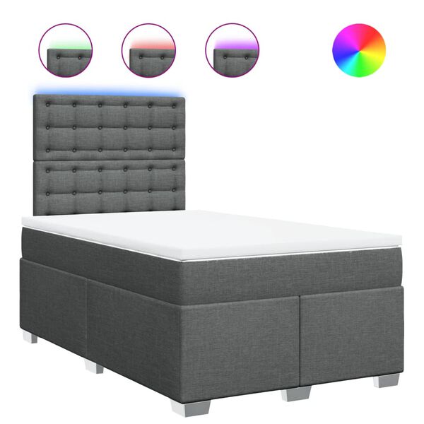 vidaXL Cama box spring con colch&oacute;n tela gris oscuro 120x190 cm