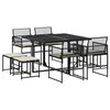 vidaXL Set de comedor de jard&iacute;n 9 pzas y cojines rat&aacute;n sint&eacute;tico negro