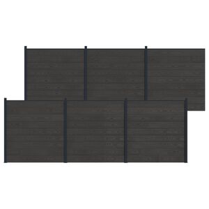 vidaXL Panel de valla 6 pcs WPC y Aluminio Negro