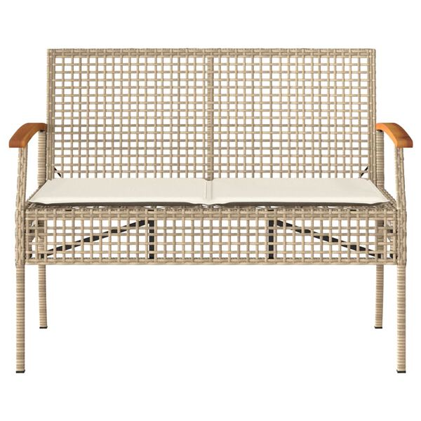 vidaXL Banco de jard&iacute;n con coj&iacute;n rat&aacute;n sint&eacute;tico beige y madera acacia