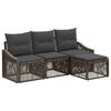 vidaXL Conjunto de sof&aacute;s de jard&iacute;n 4 uds. Gris rat&aacute;n sint&eacute;tico