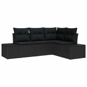 vidaXL Conjunto de sof&aacute;s de jard&iacute;n 4 uds. Negro rat&aacute;n sint&eacute;tico