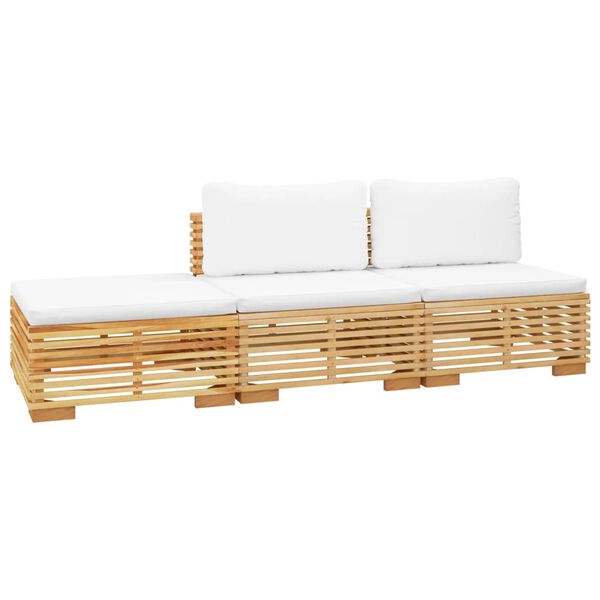 vidaXL Juego muebles de jard&iacute;n 3 piezas y cojines madera maciza teca