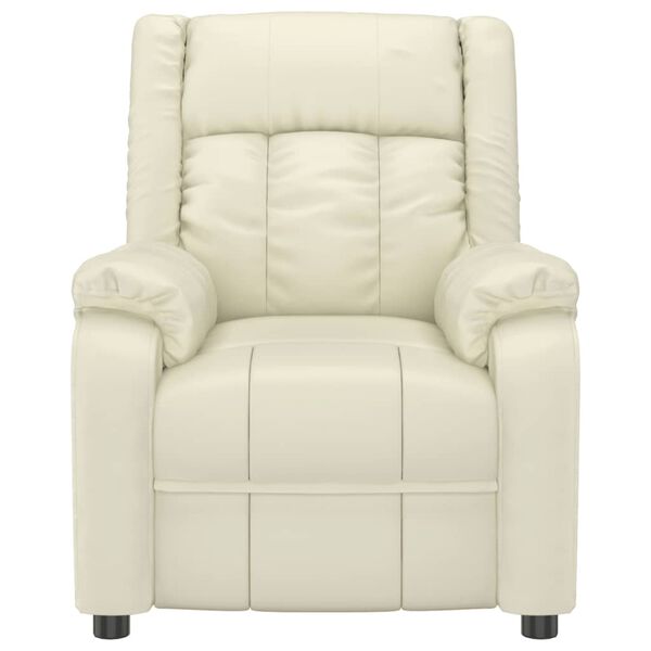 vidaXL Sillón de masaje de cuero sintético crema
