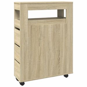 vidaXL Armario de ba&ntilde;o estrecho con ruedas madera roble Sonoma