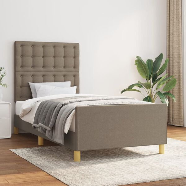 vidaXL Estructura de cama sin colch&oacute;n tela gris taupe 100x200 cm