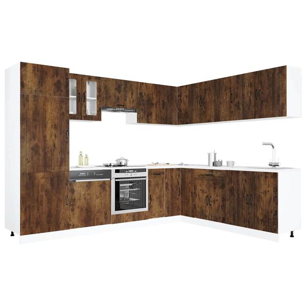 vidaXL Mueble cocina Lucca roble ahumado 14 pzas madera contrachapada