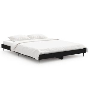 vidaXL Estructura de cama madera de ingenier&iacute;a negra 135x190 cm