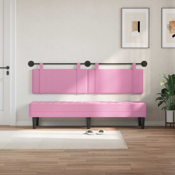 vidaXL Cabecera Colgante Montaje en la pared Rosa 170 x 55 x 5 cm tela